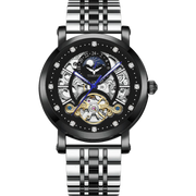 Steller Tourbillon With Dual tone Bracelet - Silver Black